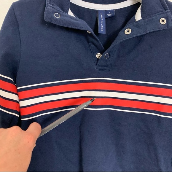 Janie And Jack Polo Rugby Stripe Long Sleeve Shirt Boys Size 5 Navy Blue - Picture 10 of 11